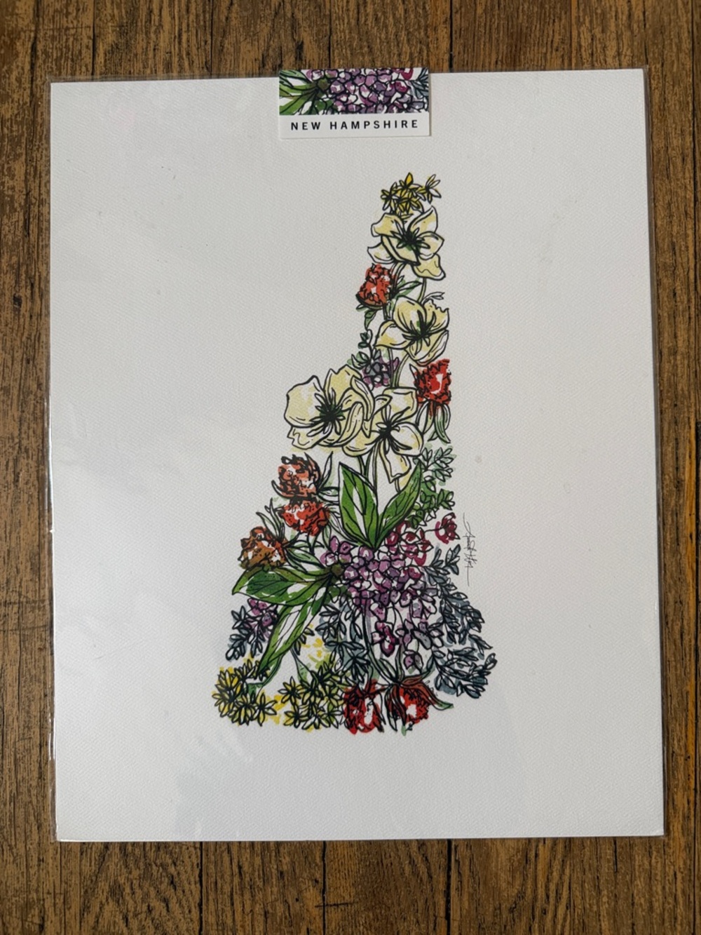 New Hampshire Floral State Art Print - 11x14 Amanda S. Klein- NWT Gift Ready